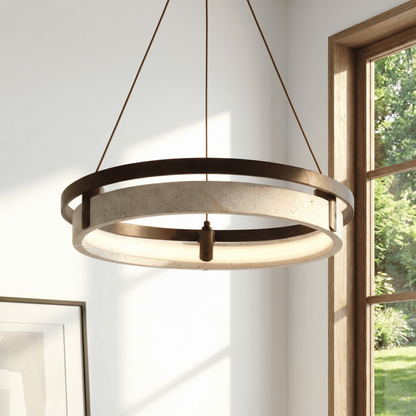 Aris Ring Modern Travertine Pendant Light