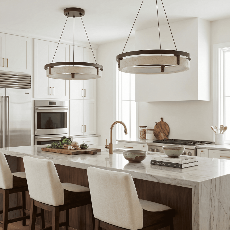 Aris Ring Modern Travertine Pendant Light