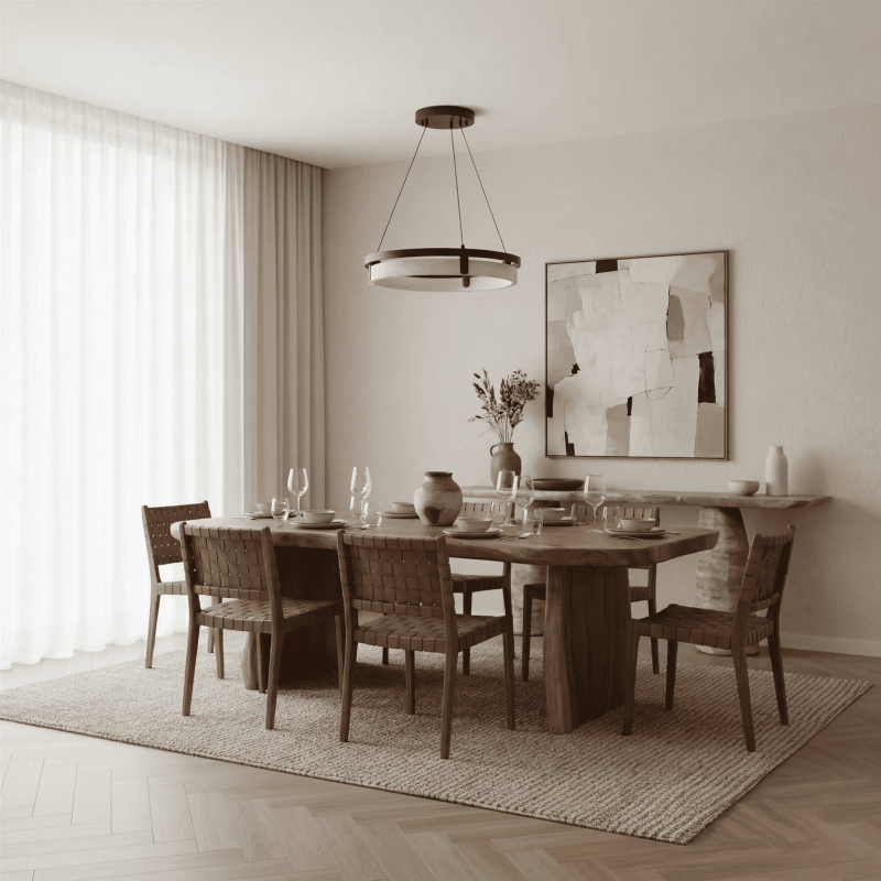 Aris Ring Modern Travertine Pendant Light
