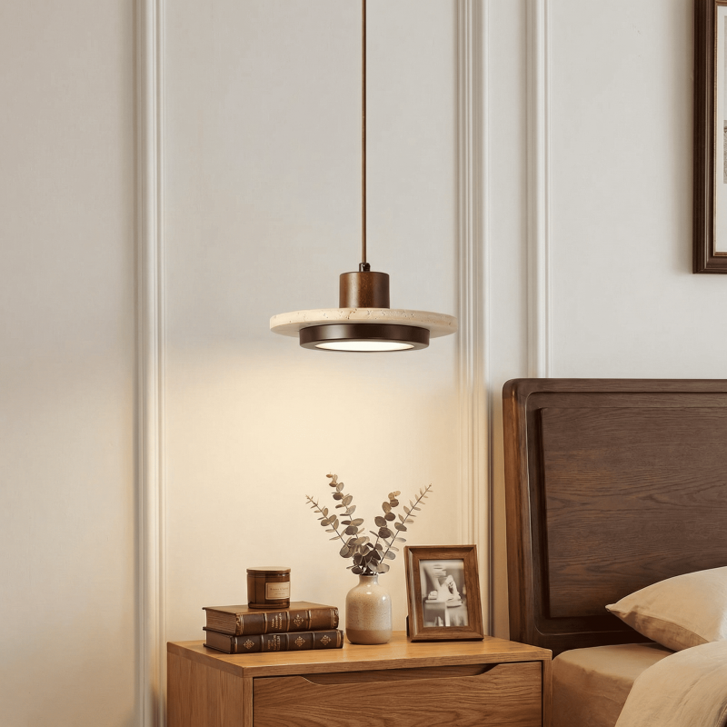 Sora Disc Modern Travertine Pendant Light