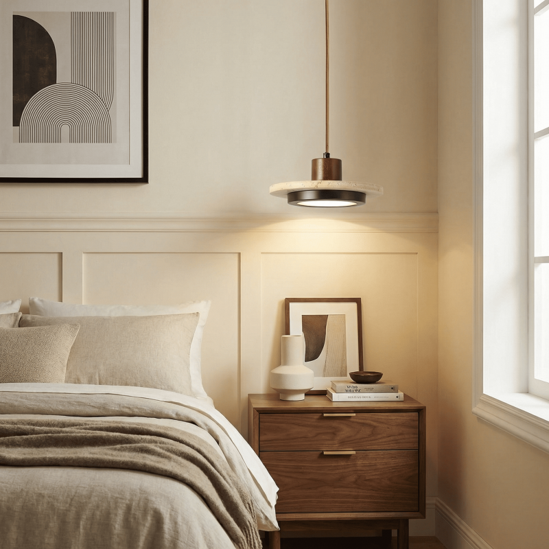 Sora Disc Modern Travertine Pendant Light