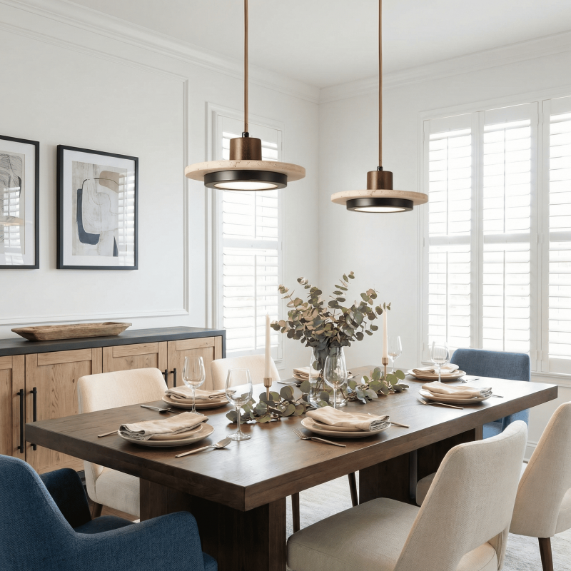 Sora Disc Modern Travertine Pendant Light