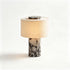 Yoru Viola marble cordless table lamp with linen shade