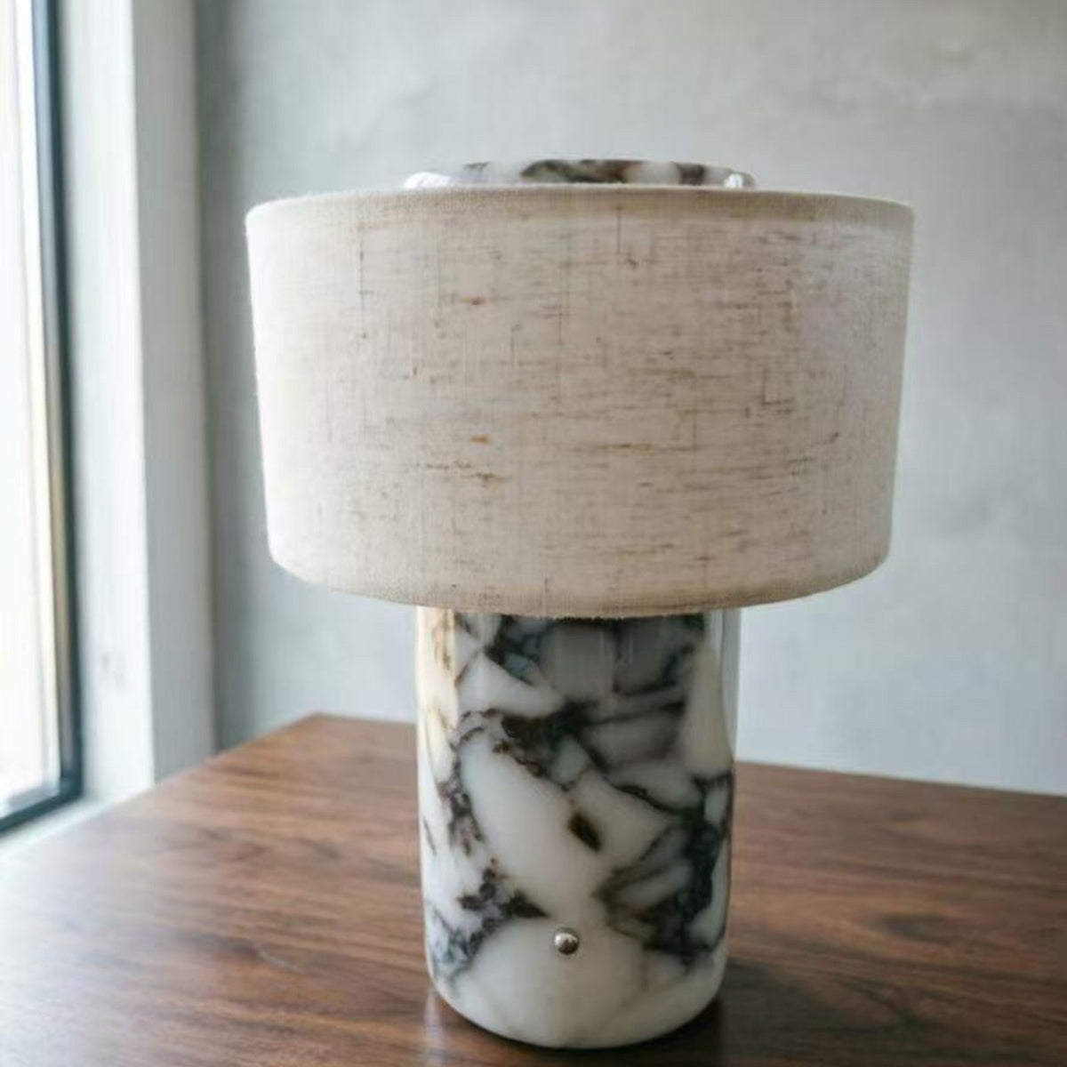 Yoru marble lamp photographed at home